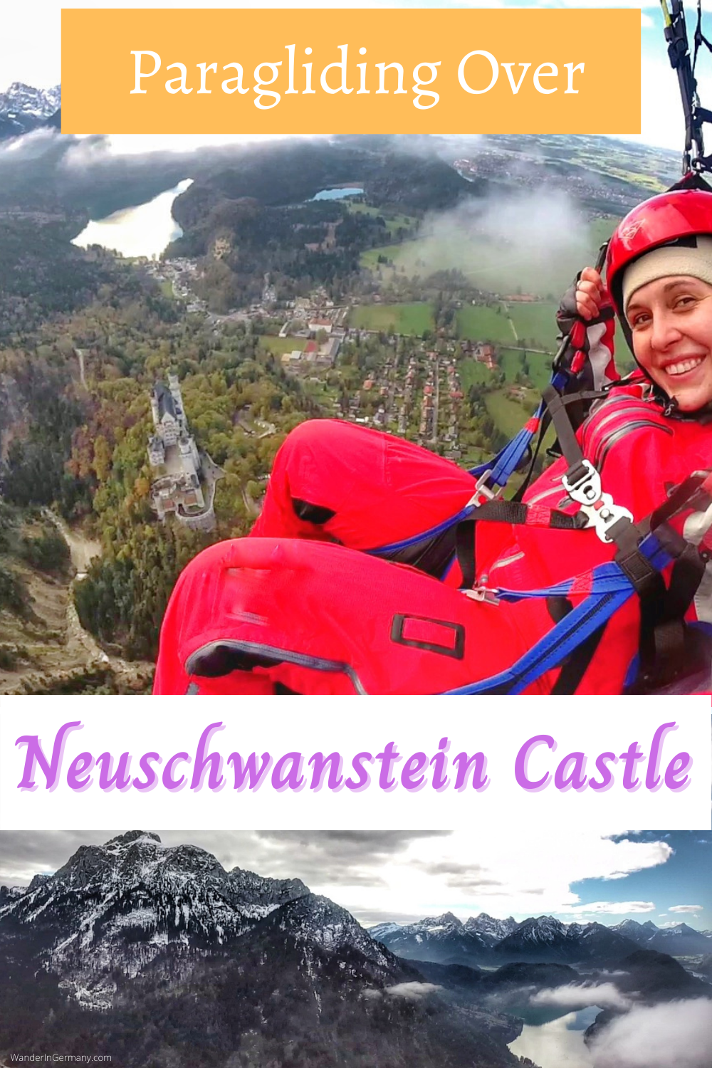 Paragliding over Neuschwanstein Castle in Bavaria Germany