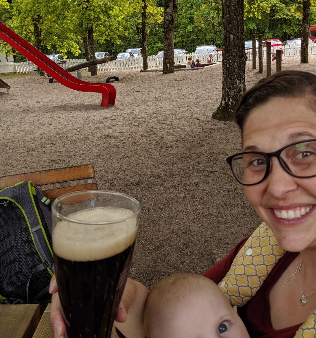 Germany beer garden with kids