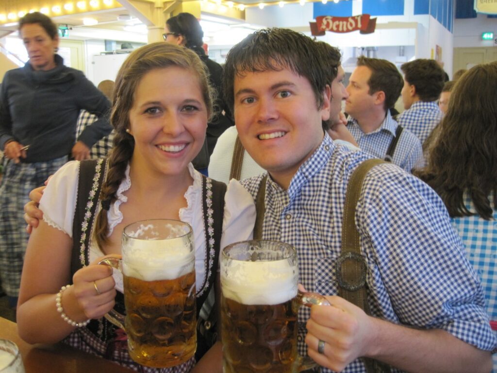 Oktoberfest dirndle and lederhosen traditional