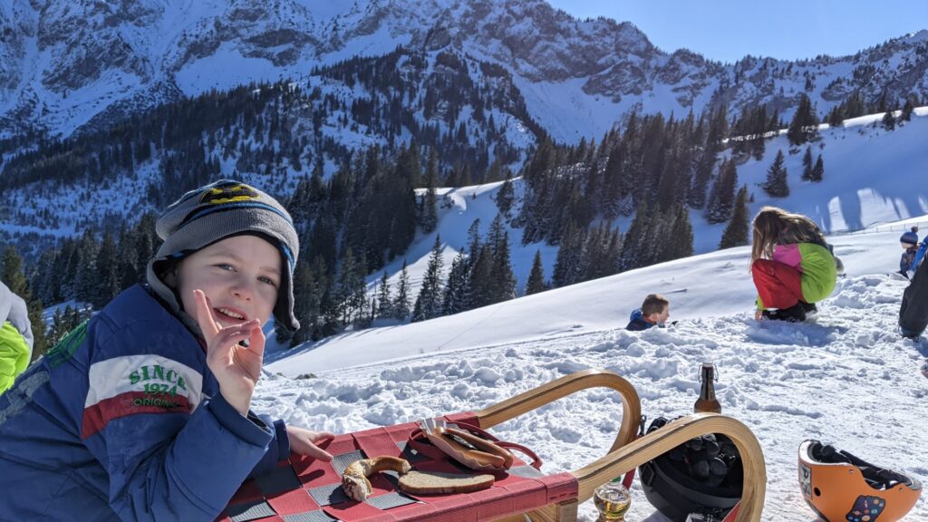 Tobogganing in Germany Alps