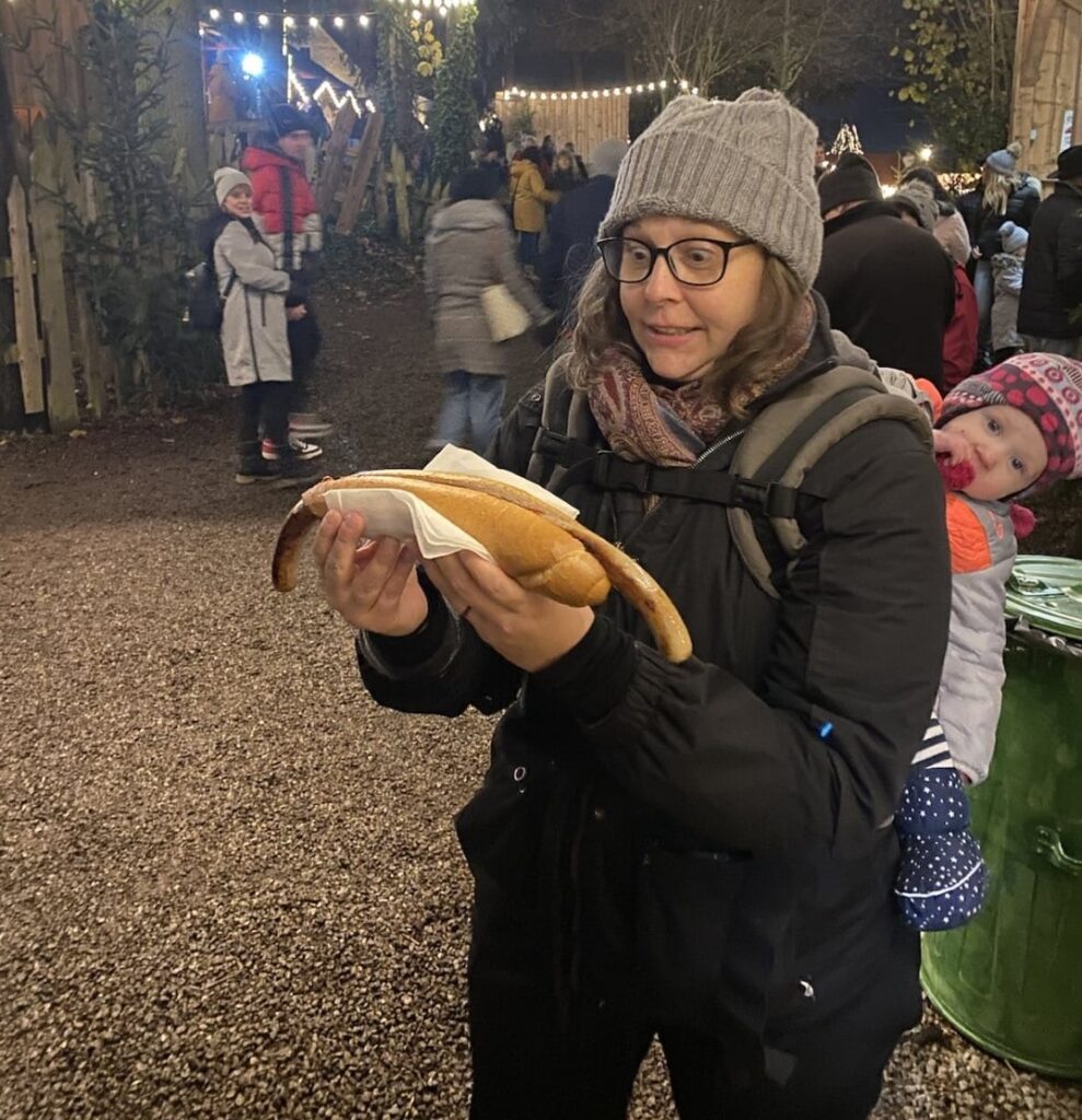 christmas sausage at german christmas market