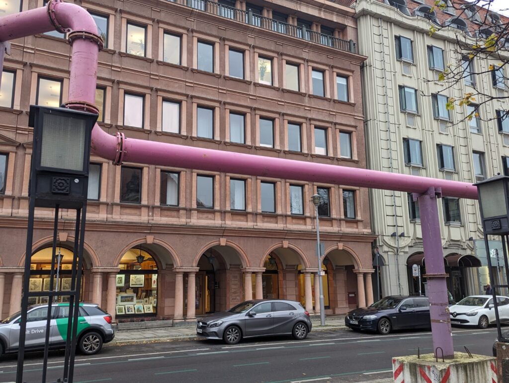 pink tubes help pump swamp water out of Berlin in construction sites